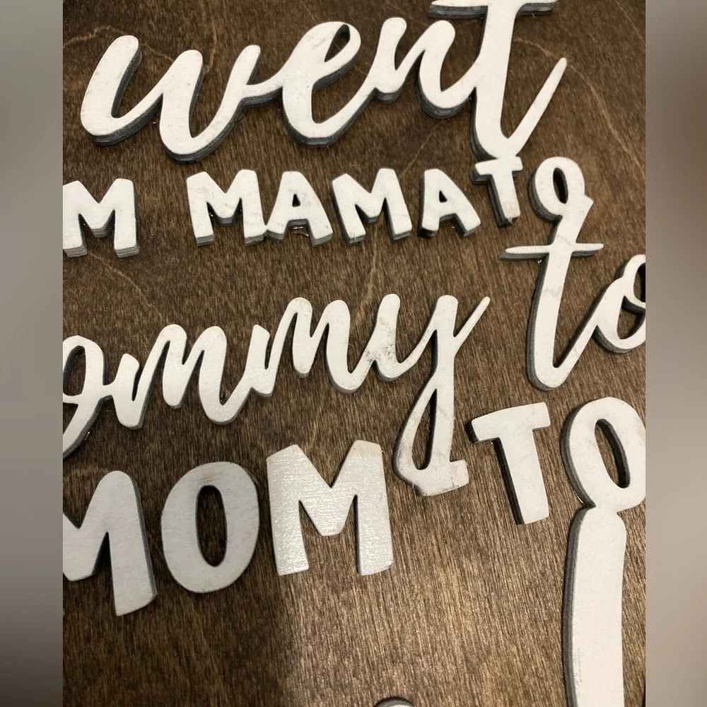 HOMEMADE Wood laser engraved mom to bruh sign 10”x10”